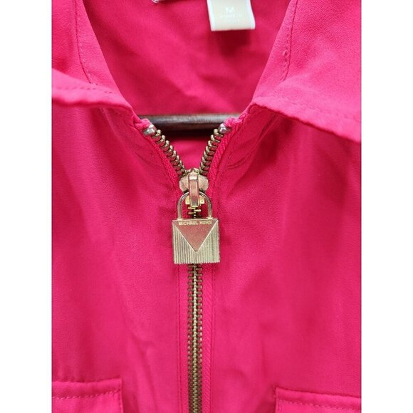 Michael Michael Kors Womens Pink Zip-Up Jacket Gold Accents Multiple Pockets Siz - Picture 3 of 10